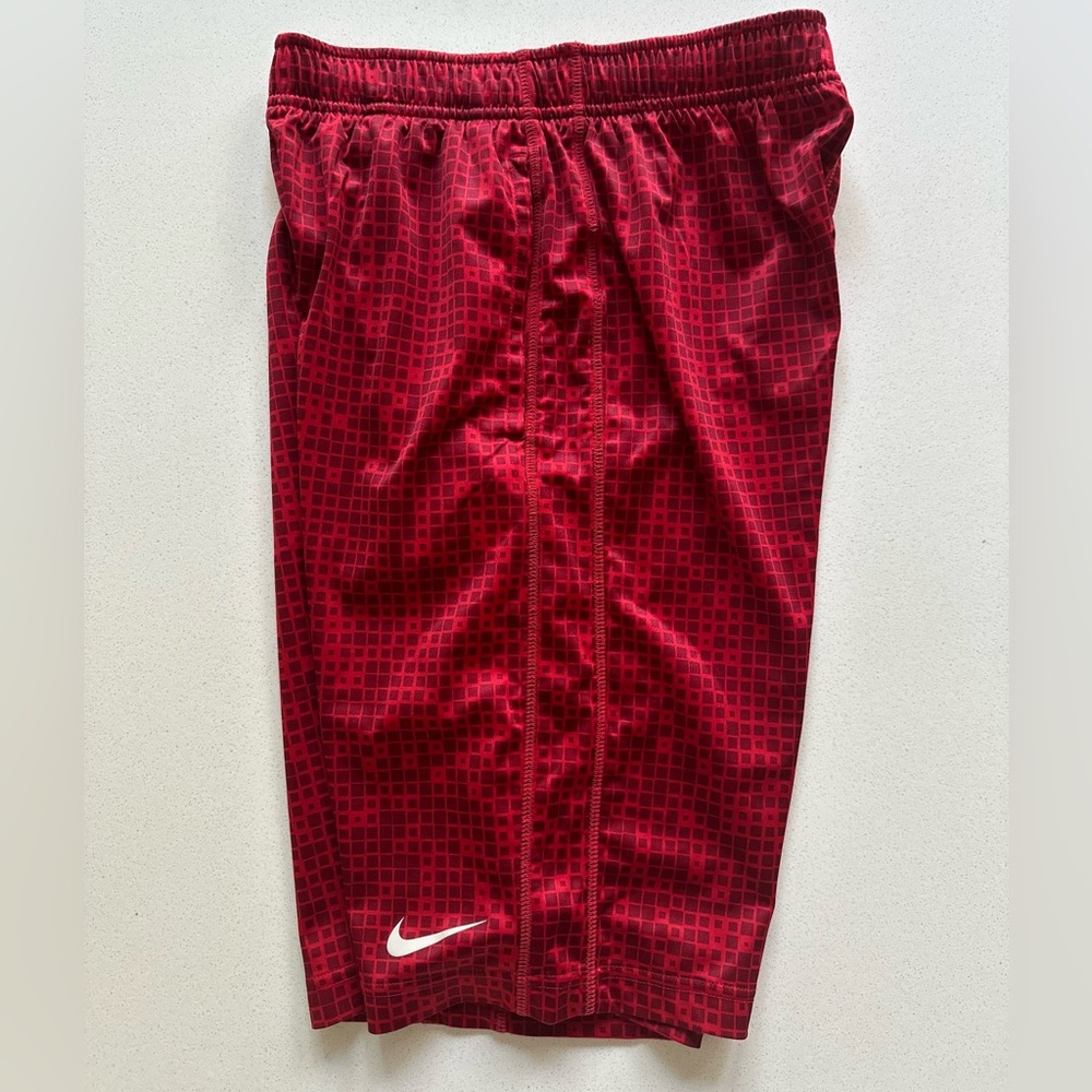 Nike Dri-Fit red patterned shorts in size YL